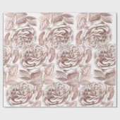 バラシルバーグレイフローラホワイトローズ金ゴールド赤面 ラッピングペーパー (フラット)