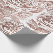 バラシルバーグレイフローラホワイトローズ金ゴールド赤面 ラッピングペーパー (角)