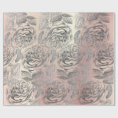 バラシルバーグレーフローラバラ金ゴールド赤面ピンク ラッピングペーパー (フラット)