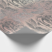 バラシルバーグレーフローラバラ金ゴールド赤面ピンク ラッピングペーパー (角)