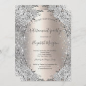 バラシルバースパークルダイヤモンドアイボリー退職 招待状 (正面/裏面)