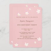 バラシンプルダスティかわいいデイジーガールバースデーパーティー 招待状 (正面/裏面)