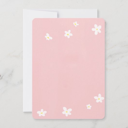 バラシンプルダスティかわいいデイジーガールバースデーパーティー 招待状 (裏面)