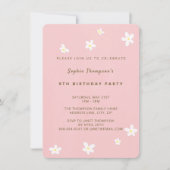バラシンプルダスティかわいいデイジーガールバースデーパーティー 招待状 (正面)