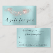 バラシンプルハートギフト証明書小さな青 予約カード (正面/裏面)