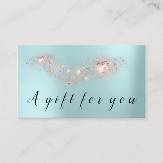 バラシンプルハートギフト証明書小さな青 予約カード (正面)