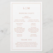 バラシンプルピンクモノグラムエレガントウェディングプログラム (裏面)