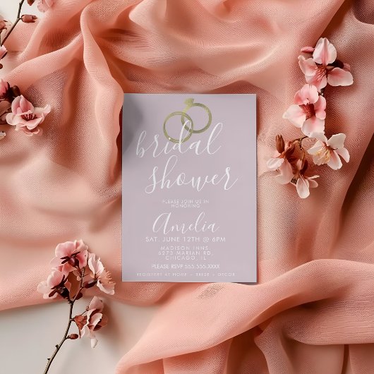 バラシンプルピンク金ゴールドリングや輪ブライダルシャワー ポストカード