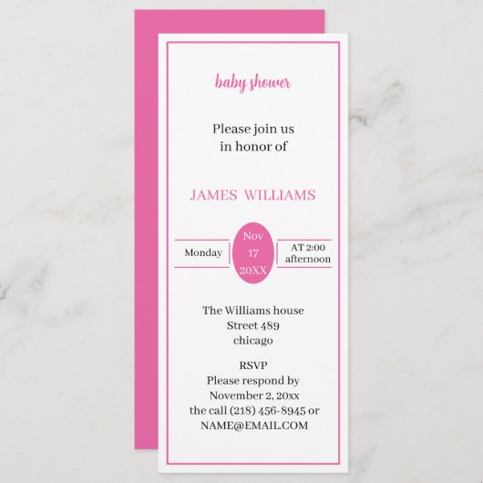 バラシンプルベビーシャワーパーソナライズされた 招待状 (正面/裏面)