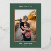 バラシンプル金ゴールドエレガントのクリスマス縁ど写真 箔シーズンカード (正面)