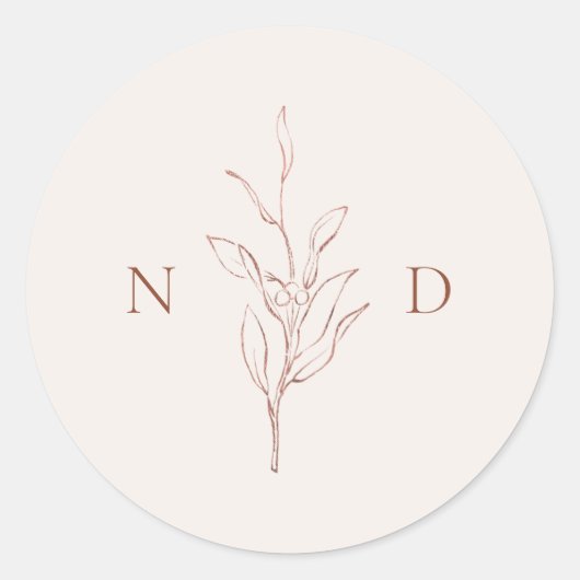 バラシンプル金ゴールドエレガントボタ葉ン結婚ズ ラウンドシール (正面)