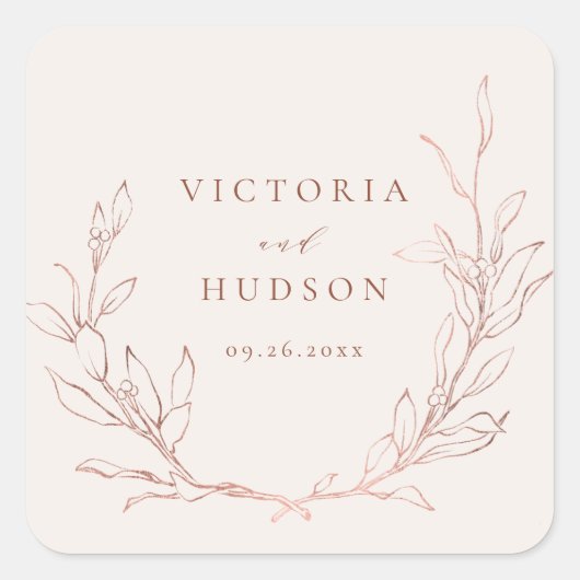 バラシンプル金ゴールドエレガントリース結婚ズ スクエアシール (正面)