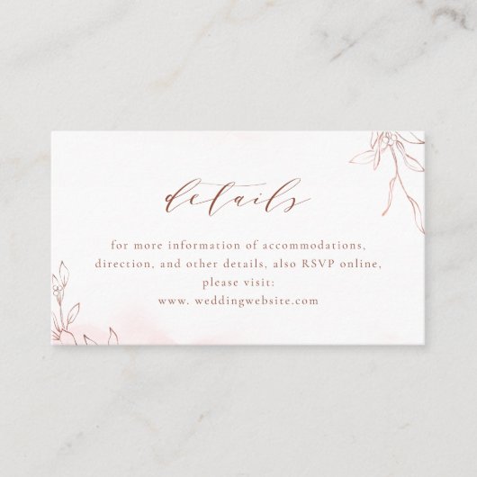 バラシンプル金ゴールドエレガント植物性結婚詳細 プレイスカード (正面)