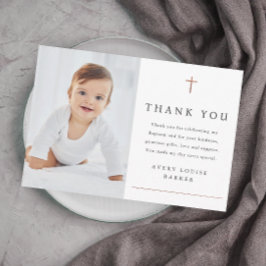 バラシンプル金ゴールドクロス写真宗教バプテスマ サンキューカード