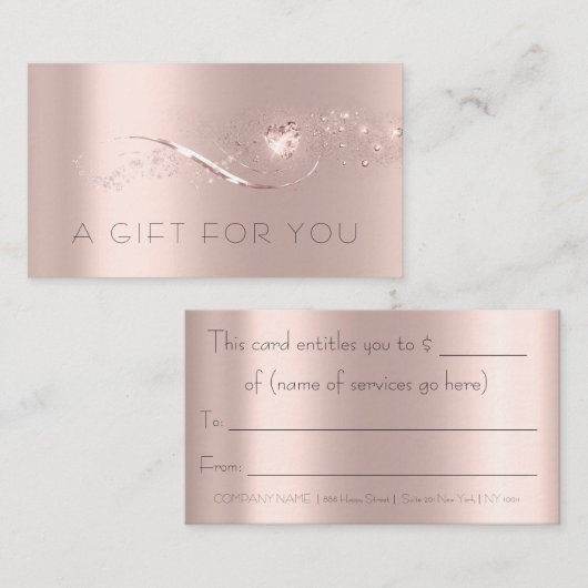 バラシンプル金ゴールドハートギフト証明書美しいルクス 予約カード (正面/裏面)