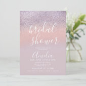 バラシンプル金ゴールドピンクブライダルシャワーグリッター 招待状 (スタンド正面)