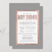 バラシンプル金ゴールドフレーム石板グレーベビーシャワー 招待状 (正面/裏面)