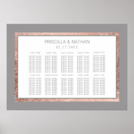 バラシンプル金ゴールドフレーム石板グレー座席表 ポスター
