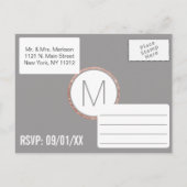 バラシンプル金ゴールドフレーム石板グレーRSVP インビテーションポストカード (裏面)