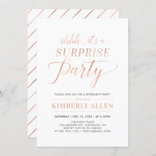 バラシンプル金ゴールドモダンサプライズ退職パーティー 招待状