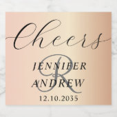 バラシンプル金ゴールドモノグラム結婚ズ スパークリングワインラベル (シングルラベル)