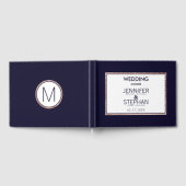 バラシンプル金ゴールドラインネイビーブルー結婚ズ ゲストブック (全面)