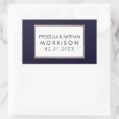 バラシンプル金ゴールドラインネイビーブルー結婚ズ 長方形シール (バッグ)