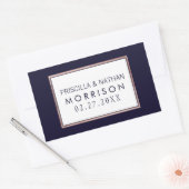 バラシンプル金ゴールドラインネイビーブルー結婚ズ 長方形シール (封筒)