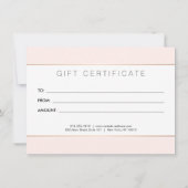 バラシンプル金ゴールドラッシュサロンピンクギフト証明書 (裏面)