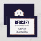 バラシンプル金ゴールド並びネイビーブルーギフトレジストリ エンクロージャーカード (正面/裏面)