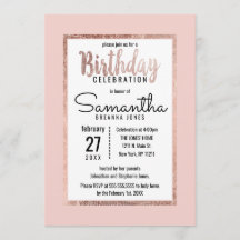 バラシンプル金ゴールド赤面ピンクブラシスクリプト誕生日