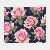 バラシームレスパターンバレンタインデイフリース 空白の フリースブランケット (正面(横))