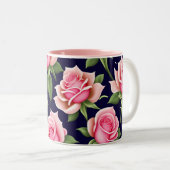 バラシームレスパターンバレンタインデー2トーンCof ツートーンマグカップ (正面右)