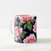 バラシームレスパターンバレンタインデー2トーンCof ツートーンマグカップ (正面左)