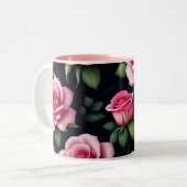 バラシームレスパターンバレンタインデー2トーンCof ツートーンマグカップ (正面左)