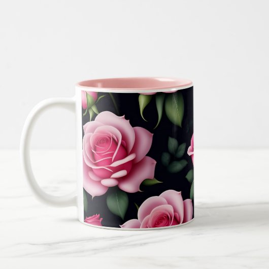 バラシームレスパターンバレンタインデー2トーンCof ツートーンマグカップ (左)