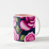バラシームレスパターンバレンタインデー2トーンCof ツートーンマグカップ (正面右)
