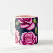 バラシームレスパターンバレンタインデー2トーンCof ツートーンマグカップ (正面左)