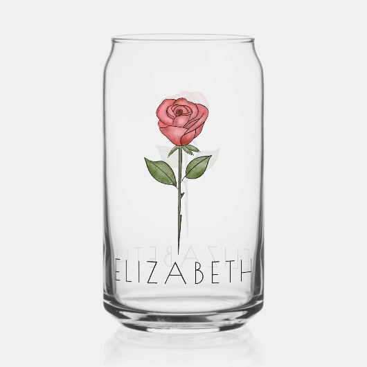 バラジューン誕生フラワー名前をカスタムする ガラス缶 (正面)