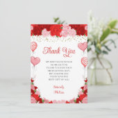 バラスウィートバルーンバレンタインガールベビーシャワー サンキューカード (スタンド正面)