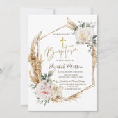 バラスエレガントパンパスグラスバプテスマ 招待状 (正面)