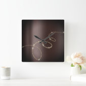 バラスキニー結晶凍っていガラスインフィニティブラウン スクエア壁時計 (ホーム)