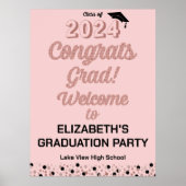 バラスクリプトおめでとうグラッドピンクウェルカムサイン ポスター (正面)