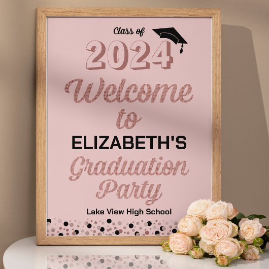 バラスクリプト紙吹雪グラードパーティーピンクのウェルカムサイン ポスター