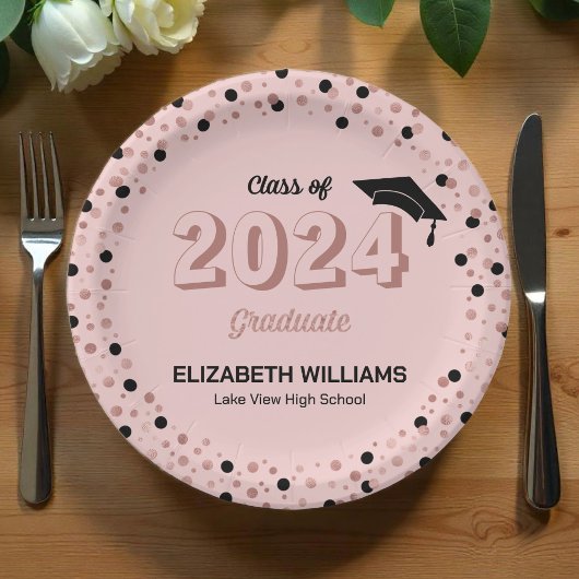 バラスクリプト紙吹雪卒業パーティーピンクPap ペーパープレート