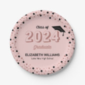 バラスクリプト紙吹雪卒業パーティーピンクPap ペーパープレート (正面)