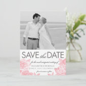 バラスケッチ日付のフォトカードをピンク色で保存 セーブザデート (スタンド正面)