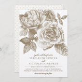 バラスケッチ結婚式招待状(セピア) 招待状 (正面/裏面)