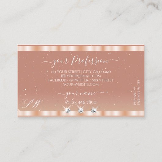 バラスタイリッシュコーラルスパークルジュエリーイニシャルエレガント 名刺 (裏面)