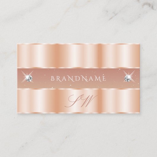 バラスタイリッシュコーラルスパークルジュエリーイニシャルエレガント 名刺 (正面)